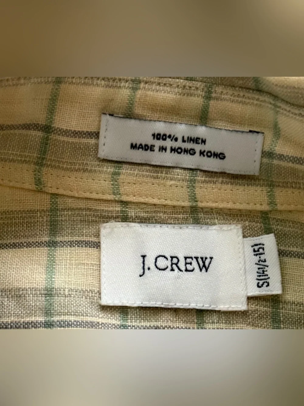J. Crew Men's Beige Plaid Button-Down Shirt